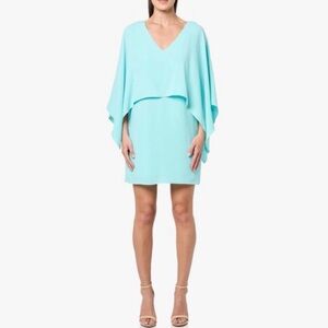 NWT Trina Turk Azzurra aqua dress with cape overlay Medium